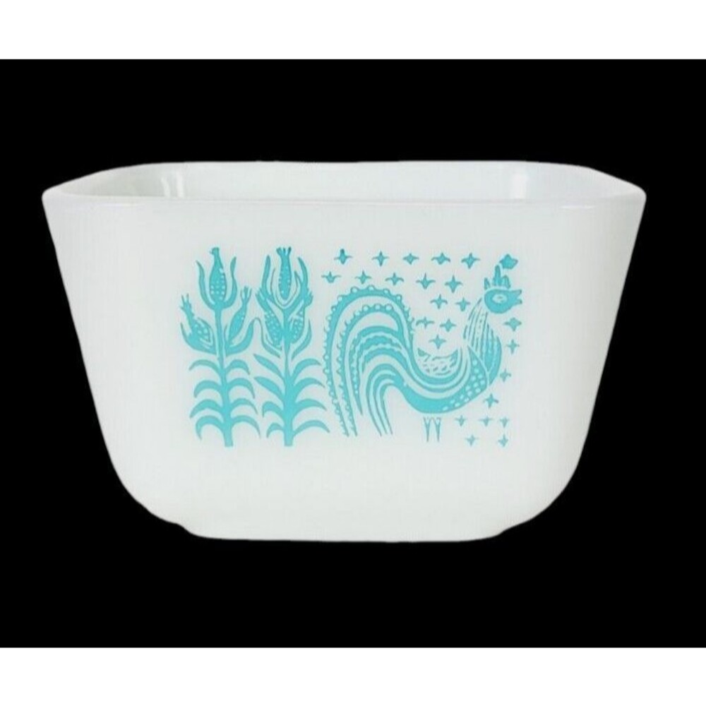 Vintage Amish Butterprint Pyrex Turquoise 501 B 1.5 Cups Refrigerator Dish